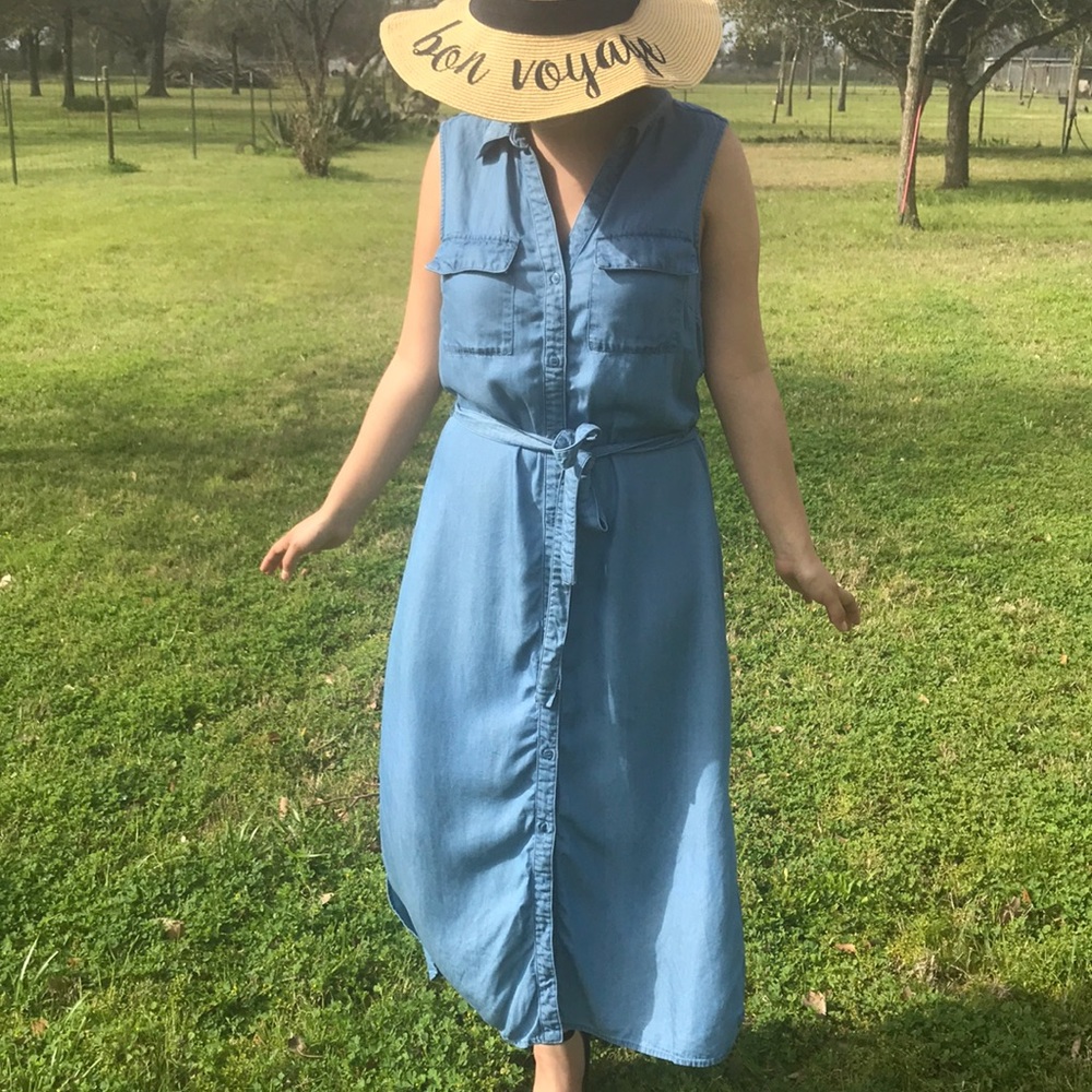 Chambray tie maxi dress